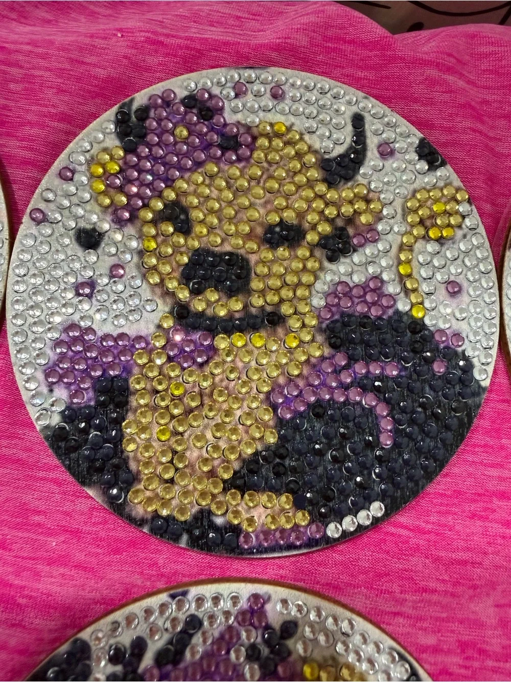 Rhinestone Puppy Decorative Serving Trivet - Pink Handmade coasters